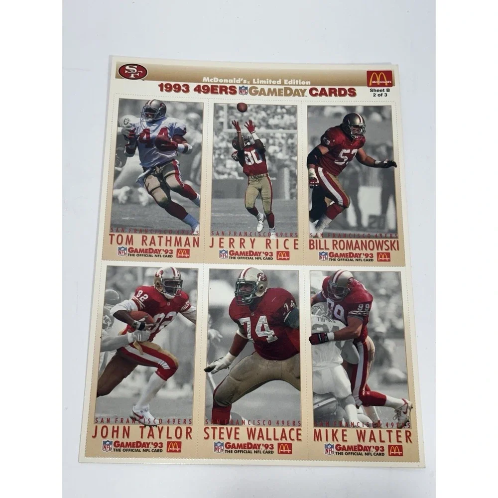 10x McDonald's Limited Edition NFL 1993 S Francisco 49ers GameDay Football cards